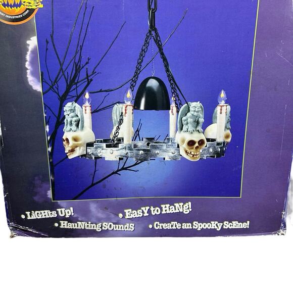 Vtg Gemmy Haunted 16” Spooky Chandelier With Sound & Flickering Lights Gargoyles - Picture 15 of 17